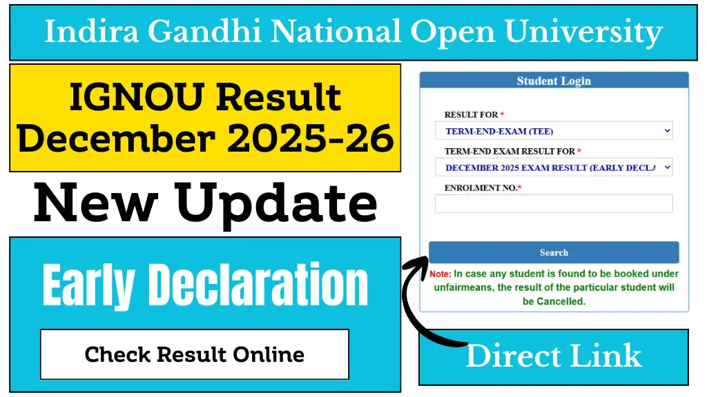 IGNOU Result December 2025-26